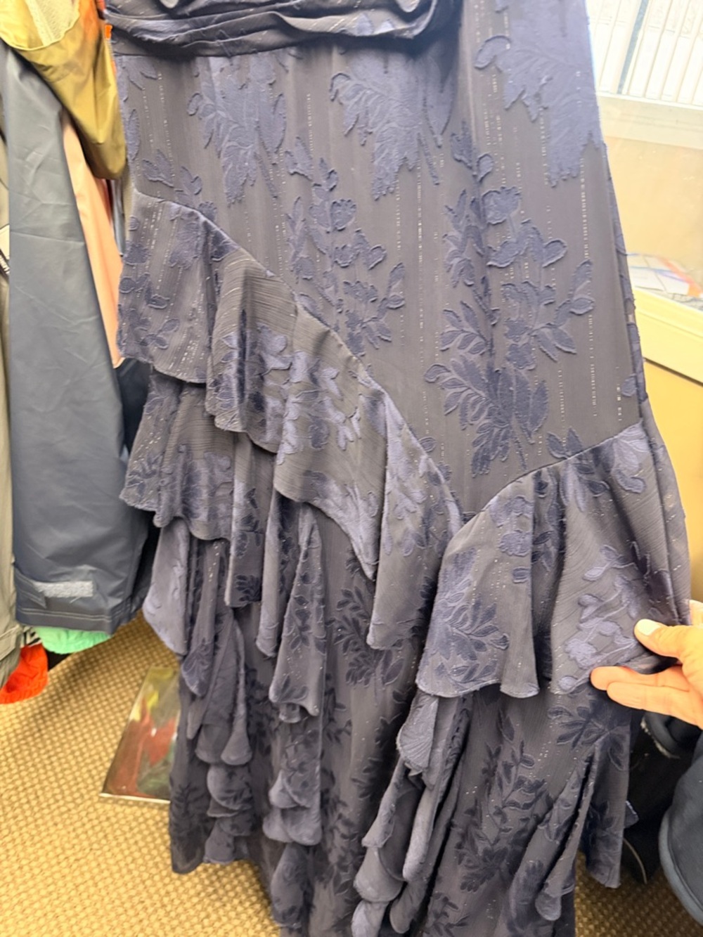Navy Ruffled Maxi Dress - Picture 3 of 6